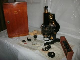 Rare Vintage W.  Watson & Sons Service Microscope Box Beck 2mm Lens Extras 58557 photo