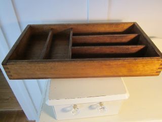The Best Oak Dovetailed Box With Compartments.  Excellent Condition/patina photo