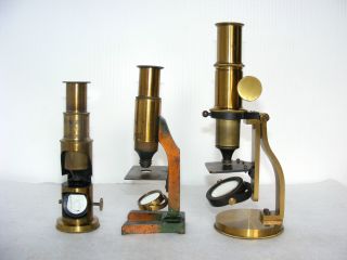 Three Small Brass Microscopes photo