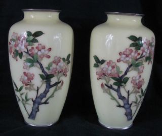 Pair Of Japanese Inaba Cloisonne Vases photo