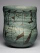 Studio Art Pottery Japanese Incised Sgraffito Etched Mid Century Modern Vase Vtg Mid-Century Modernism photo 4