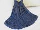 Vintage Crochet Peacock Iridescent Blue Bead Flapper Reticule Drawstring Purse Victorian photo 2