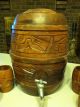 Antique Wooden Water/drink Dispenser With Matching Cups Rare Primitives photo 1