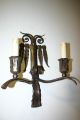 Rare - Art Nouveau Hand Wrought Iron Art 2 - Light Owl Wall Sconce Chandeliers, Fixtures, Sconces photo 11