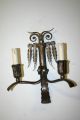 Rare - Art Nouveau Hand Wrought Iron Art 2 - Light Owl Wall Sconce Chandeliers, Fixtures, Sconces photo 1