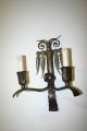 Rare - Art Nouveau Hand Wrought Iron Art 2 - Light Owl Wall Sconce Chandeliers, Fixtures, Sconces photo 7