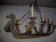 Rare Huge Antique Quality Wrought Iron Viking Ship Chandelier Chandeliers, Fixtures, Sconces photo 10