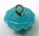 Antique Charmstring Glass Button Turquoise Candy Mold W/ Brass Ome Swirl Back Buttons photo 2