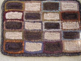 Primitive Hooked Hit Or Miss Ooak Rug Crochet Edgeing From Sherry ' S Heart Prhg photo