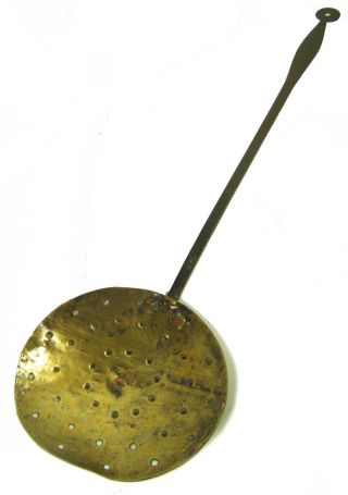 Antique Brass & Iron Handforged Ladle Or Strainer Late 18th C. photo