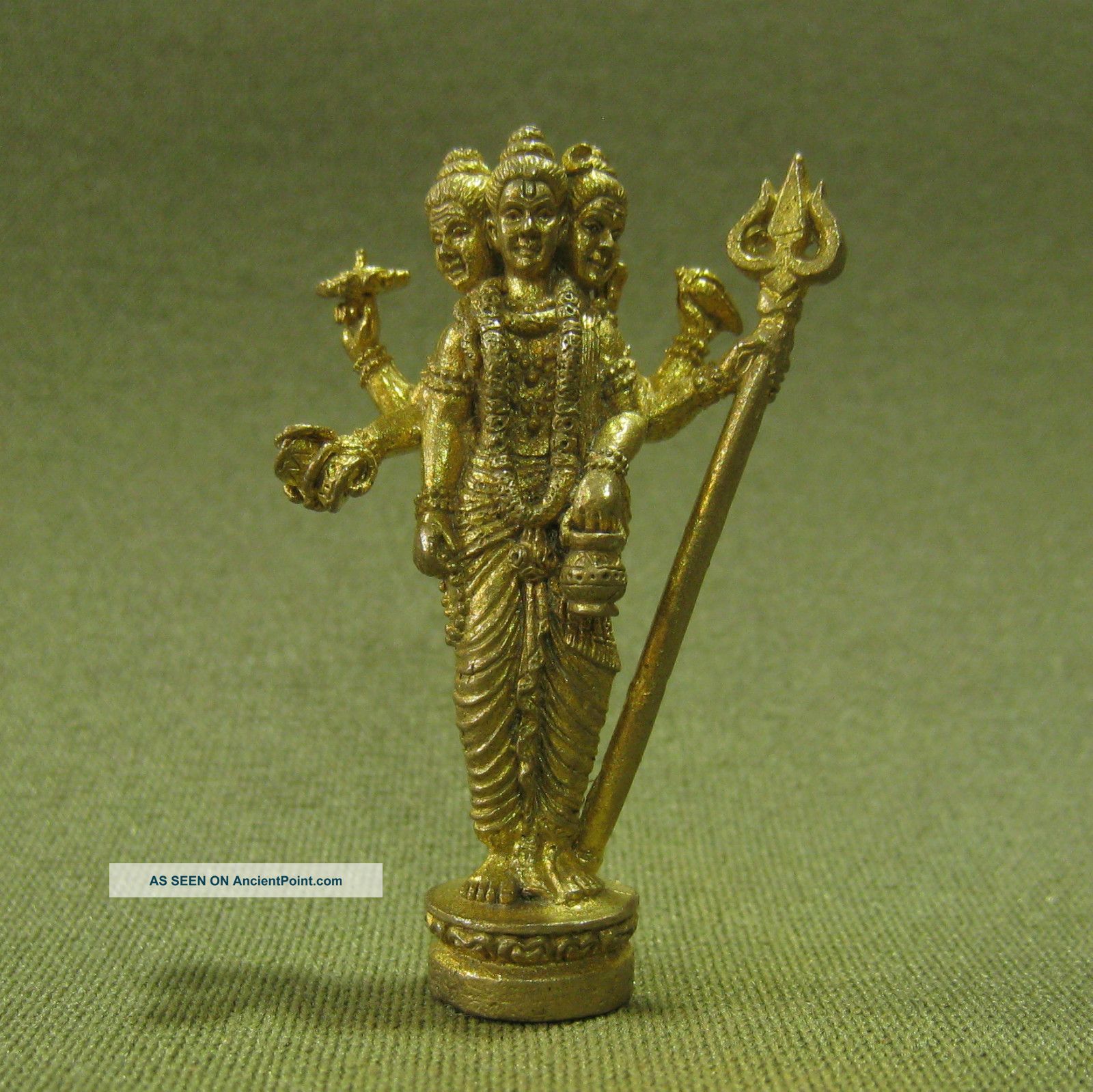 Trimurti Standing Absolute Love Lucky Unique Hindu Charm Thai Amulet Amulets photo