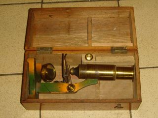 An Antique Boxed Brass Microscope C1890/1900 photo