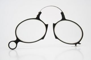 Pince Nez Glasses Antique Eyeglasses Black Spring Bridge 1261 photo