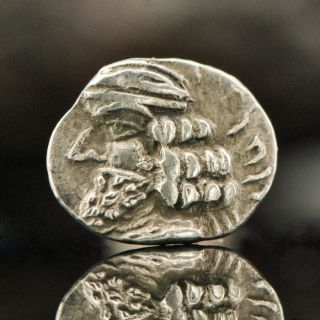 Ancient Silver Coin Rare Early Indo Parthian Kingdom Small Obol Drachma 0.  586 G photo