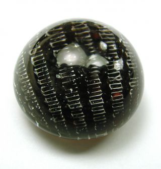 Antique Paperweight Glass Button Silver Grid Pattern Over Chocolate Base Color photo