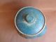 Antique Handmade Blue W Painted Flower Clay Pot Lidded With Lid & Handles S Primitives photo 4