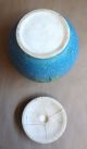 Antique Handmade Blue W Painted Flower Clay Pot Lidded With Lid & Handles S Primitives photo 5