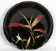 Vintage Japan Japanese Black Lacquer Ware 11 Pc Plate Set & Case,  Bamboo Design Plates photo 2