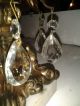 Accurate Cast Brass Marble Crystal Teardrop Prisms Platter Holder A4057 Art Nouveau photo 1