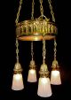 Chandelier B & H Signed Real Brass Nouveau Deco Light Antique Hanging Fixture Chandeliers, Fixtures, Sconces photo 2