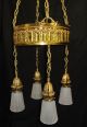 Chandelier B & H Signed Real Brass Nouveau Deco Light Antique Hanging Fixture Chandeliers, Fixtures, Sconces photo 4