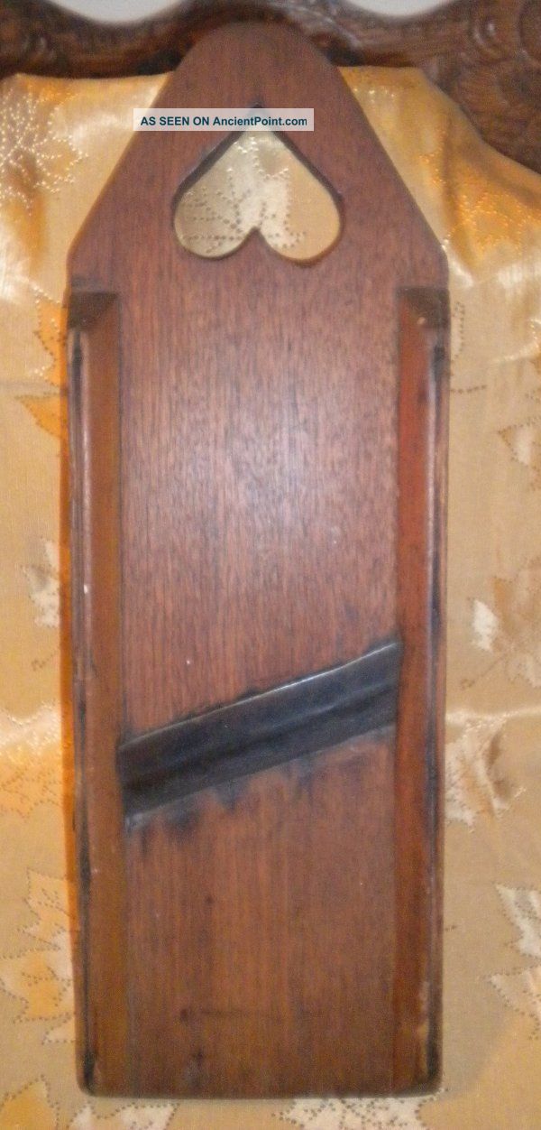 Antique Primitive Solid Wood Kraut Cutter/slicer W/heart Cut - Out Primitives photo