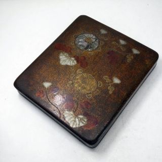 F226: Japanese Old Lacquer Ware Ink Stone Case With Good Makie Of Korin Style photo