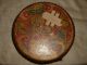 Vintage Or Antique Leather & Wood Painted Drum With Dragon & Phoenix Bird Other photo 3