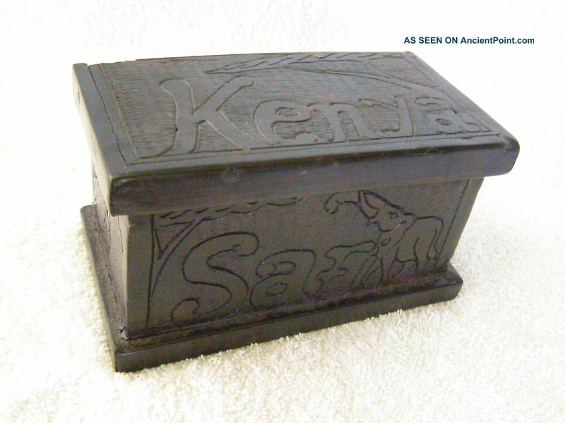 Hand Carved Wooden Trinket Box Kenya Africa Boxes photo