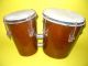 A Pair Of Old Bongo Drums Beautifully Made Chrome Clamps Leather Skin Great Musical Instruments (Pre-1930) photo 2