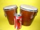 A Pair Of Old Bongo Drums Beautifully Made Chrome Clamps Leather Skin Great Musical Instruments (Pre-1930) photo 3