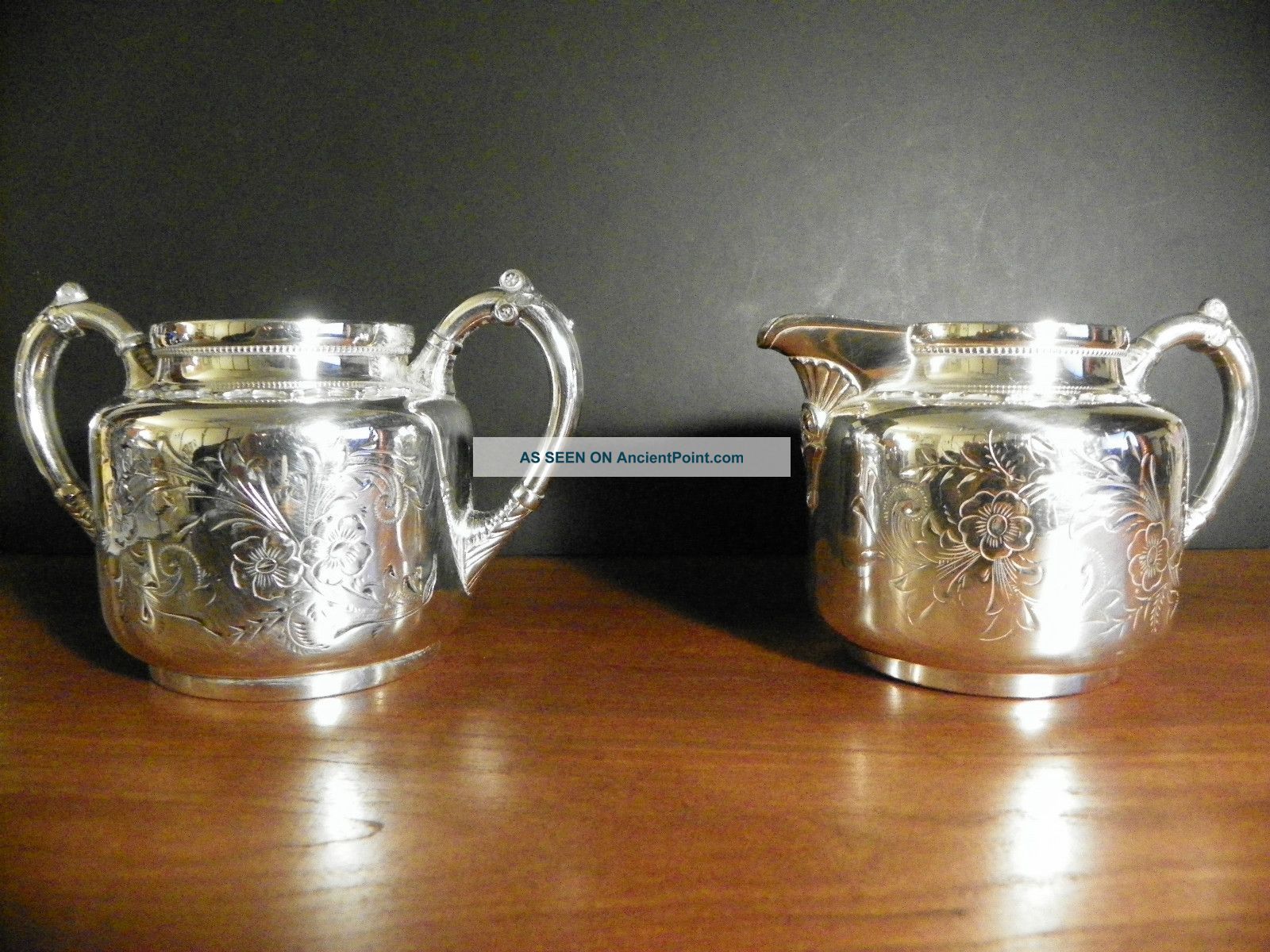 Rare Wilcox Silverplate Creamer And Sugar Bowl From Aesthetic Era - Pattern 5054 Tea/Coffee Pots & Sets photo