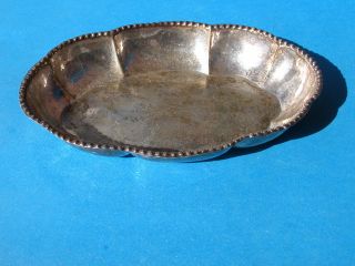 Vtg Antique Hk 800 Silver 4x5.  5 Inch Candy Dish Tray Bowl Beaded Rim 62 Grams photo