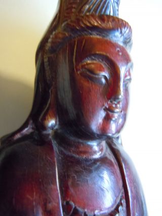 Antique Chinese Carved Ox Horn Kwan - Yin Sculpture Guanyin photo