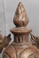 Antique Nickel Plate Cast Iron Parlor Stove Finial Flame Lions Heads Ornate Metalware photo 5
