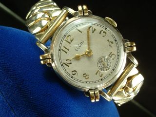1933 Elgin Knot Lug Gentleman ' S Wristwatch,  Runs Well With A 10k Gold Shell Case photo
