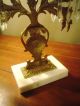 Vtg.  Pair Girandole 3 Hole Brass Candle Holders 60 Crystals Total Marble Base Metalware photo 9