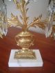 Vtg.  Pair Girandole 3 Hole Brass Candle Holders 60 Crystals Total Marble Base Metalware photo 2