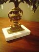 Vtg.  Pair Girandole 3 Hole Brass Candle Holders 60 Crystals Total Marble Base Metalware photo 8