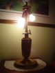 Antq.  Exceptional Reverse Painted Scenic Jeannette Lamp Brilliant Color Lamps photo 9