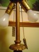 Antq.  Exceptional Reverse Painted Scenic Jeannette Lamp Brilliant Color Lamps photo 10