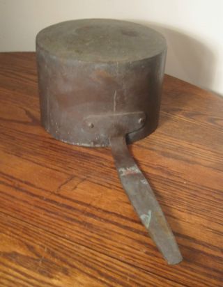Antique Large 1800s Handmade Thick Very Heavy Copper Cooking Dovetailed Pot Pan photo