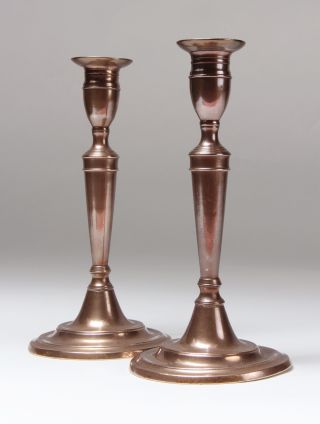 Pair Of Antique Georgian Bell Metal Candlesticks - English.  18th Century. photo