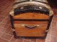 Refinished Dome Top Victorian Steamer Trunk Antique Chest With Straps & Buckles 1800-1899 photo 5