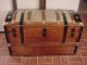 Refinished Dome Top Victorian Steamer Trunk Antique Chest With Straps & Buckles 1800-1899 photo 6