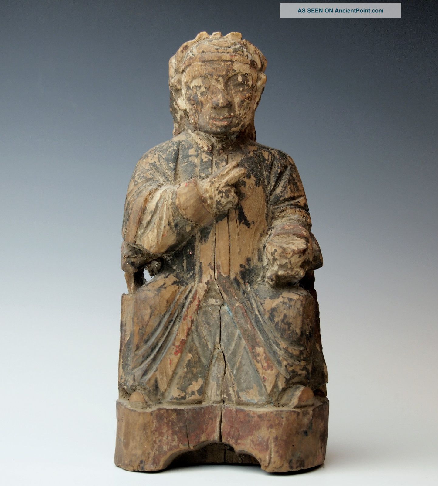 Antique Chinese Carved Wood Temple Statue Qing Dynasty 1700 ' S Wooden Figure Men, Women & Children photo