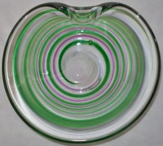 Incredibly Mesmerizing Murano Glass Sculptural Bowl Purple Green Vintage Modern photo