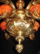 Antique Solid Bronze & Real Alabaster 9 Light Chandelier From The 1950s Chandeliers, Fixtures, Sconces photo 11