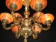 Antique Solid Bronze & Real Alabaster 9 Light Chandelier From The 1950s Chandeliers, Fixtures, Sconces photo 2