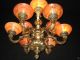 Antique Solid Bronze & Real Alabaster 9 Light Chandelier From The 1950s Chandeliers, Fixtures, Sconces photo 3